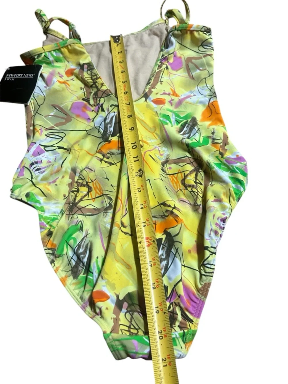 New port News Vibrant Abstract Print One-Piece Swimsuit in Lime & Multicolor